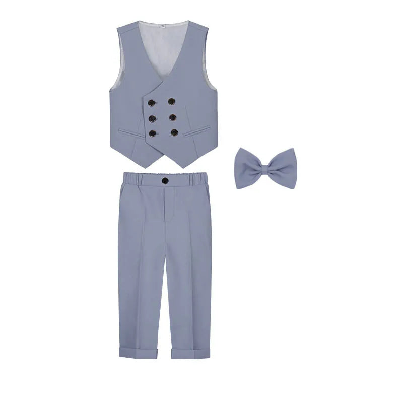 Teenagers’ Formal Tuxedo – Beige Waistcoat Set for Weddings & Parties