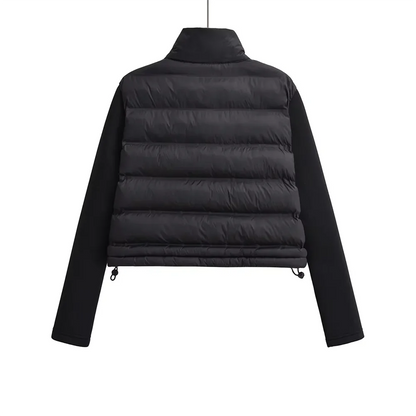 Modern Edge: Spliced Cotton Jacket with Stand Collar