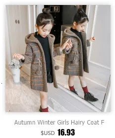 Autumn/Winter Girls’ Jacket – Stylish Hairy Long Coat