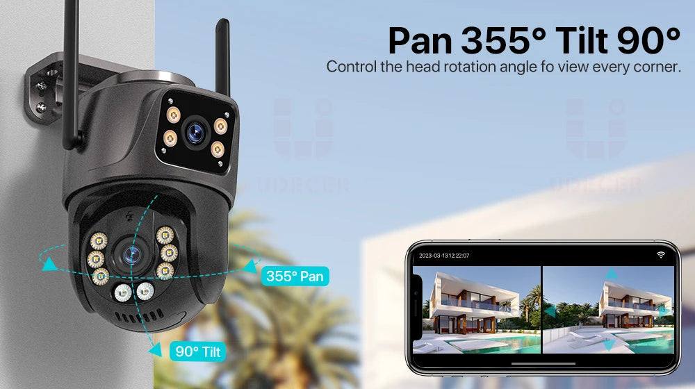4K 8MP Dual-Lens PTZ WiFi Camera | AI Tracking Outdoor CCTV