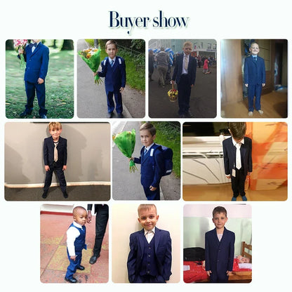 Boys’ 3-Piece Formal Suit – Khaki Coat, Vest & Pants | Wedding & Party Outfit