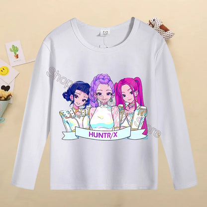 Kpop Demon Hunters Kids T-Shirt – Kawaii Cartoon Long Sleeve Top