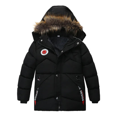 Boys' Winter Coat with Fur Hood – Warm, Plush-Lined Jacket (2–8 Years)