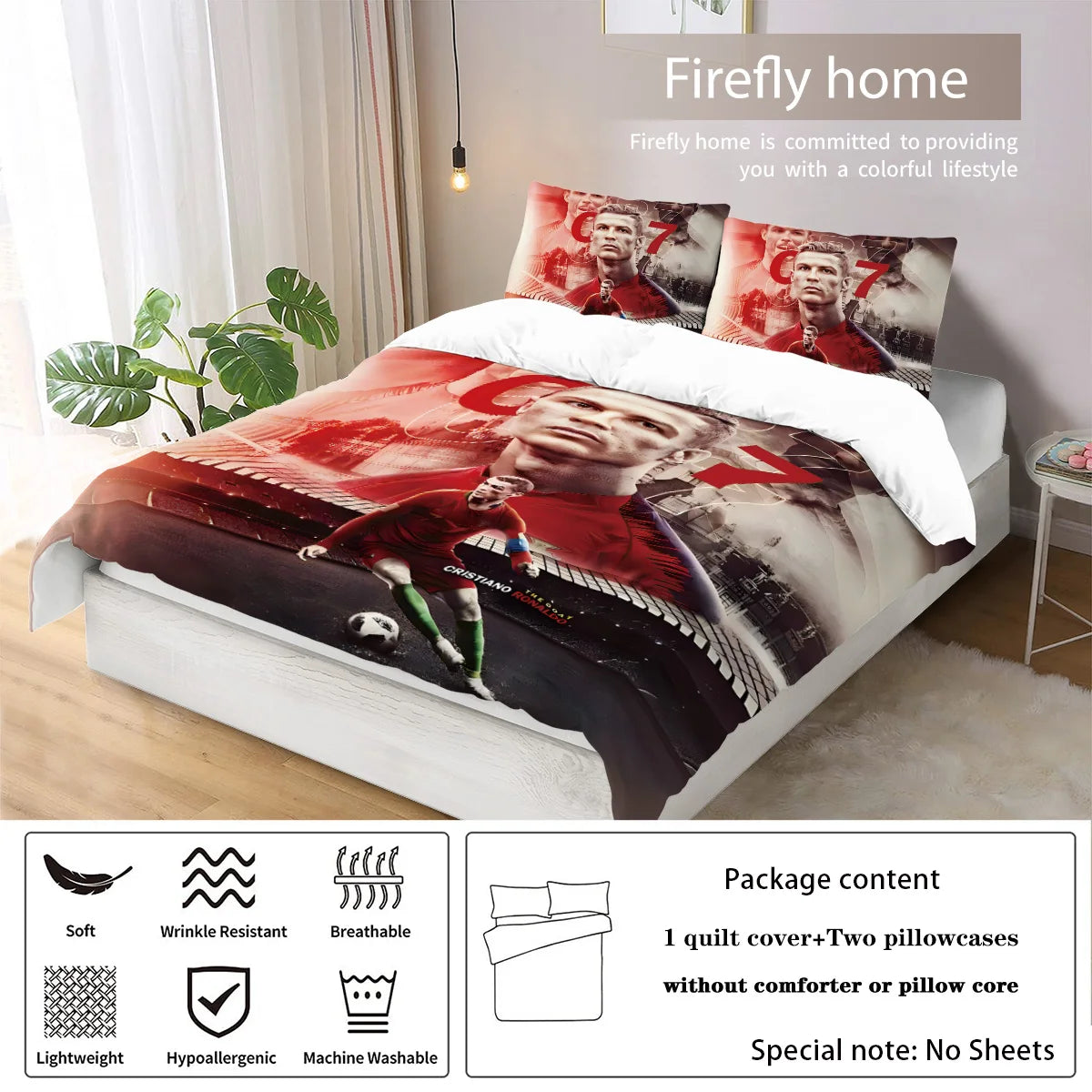 Soccer Star Bedding Set: Stylish Duvet & Pillowcases for Bedroom