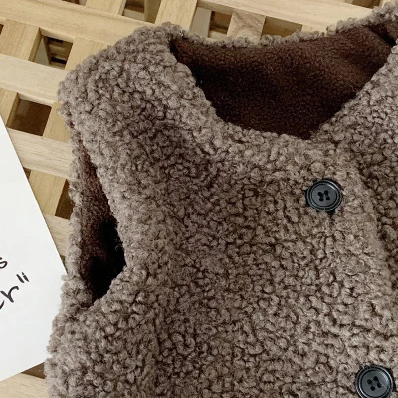 Autumn Winter Kids’ Plush Waistcoat – Soft & Cozy