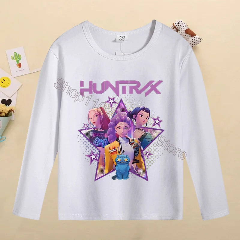 Kpop Demon Hunters Kids T-Shirt – Kawaii Cartoon Long Sleeve Top
