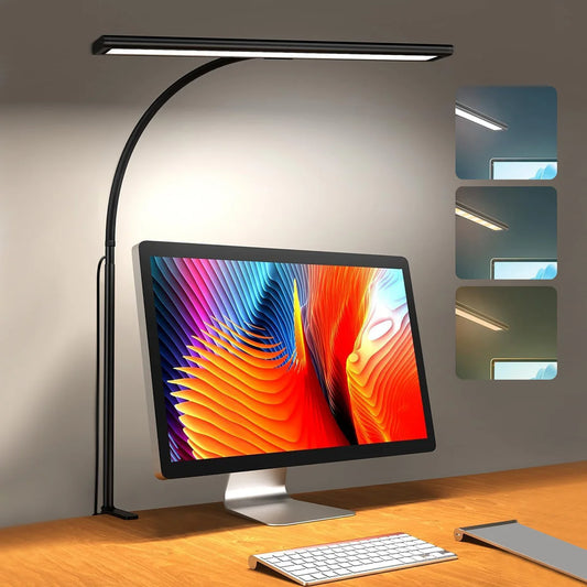 LED Desk Lamp: Eye-Caring, Stepless Dimming, Flexible Gooseneck Design