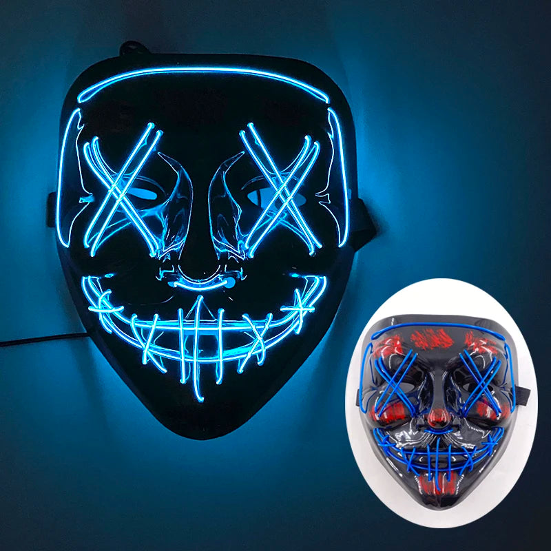 Halloween Light-Up Mask – Neon LED Marshmallow Headgear