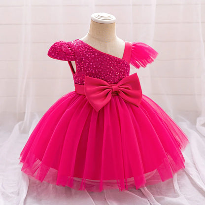 Cute Fly Sleeve Baby Girl Birthday Outfit