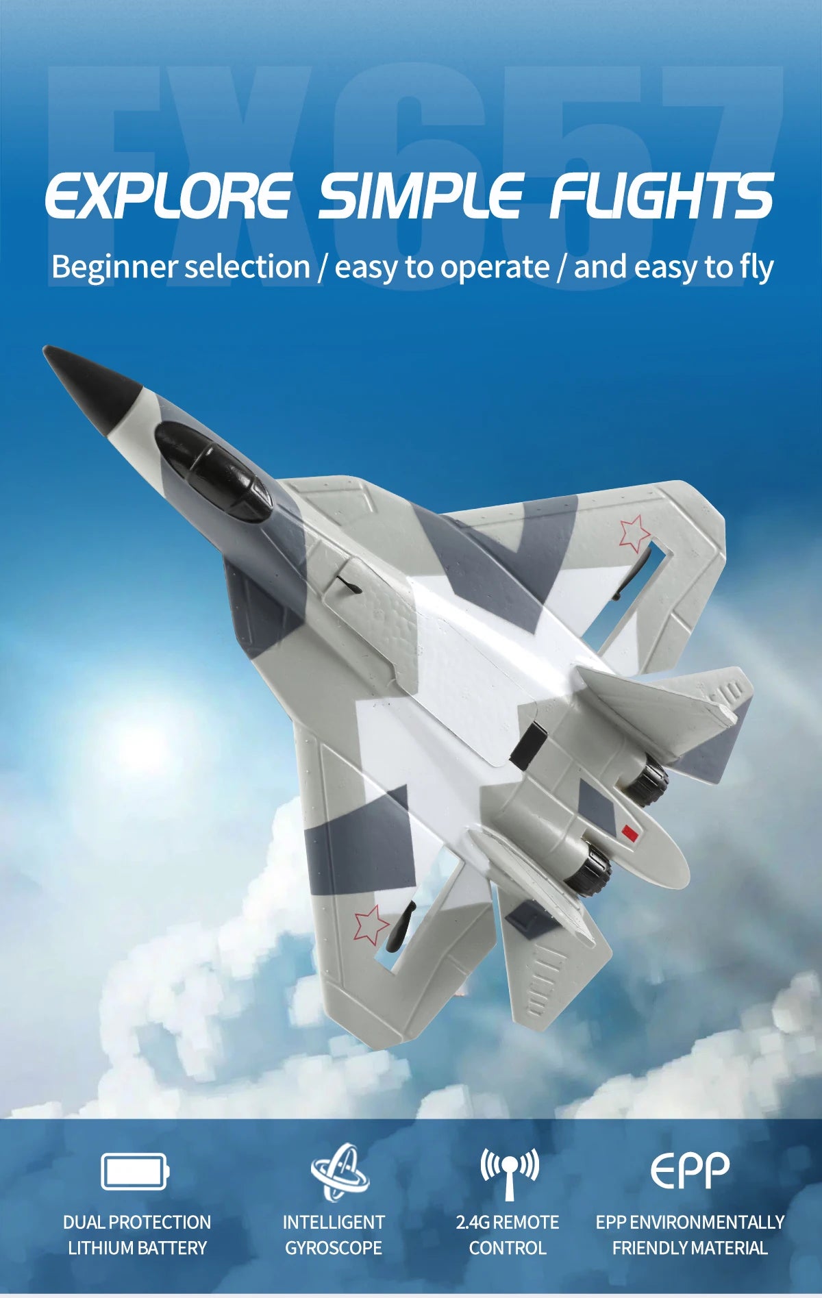 2.4G RC Foam Aircraft SU-35 – Fighter Jet Glider Toy for Kids