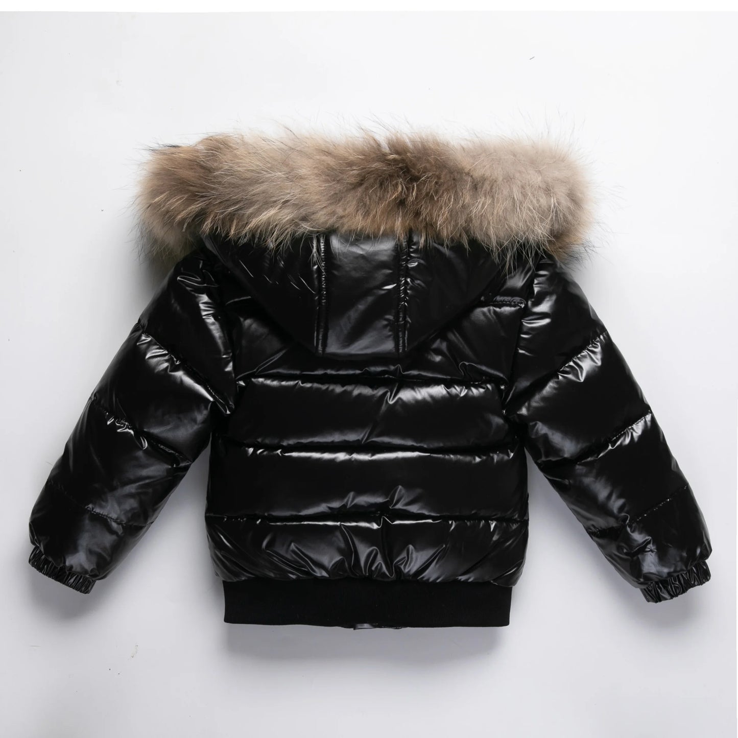 Shiny Waterproof Kids' Down Parka – Real Fur Hood
