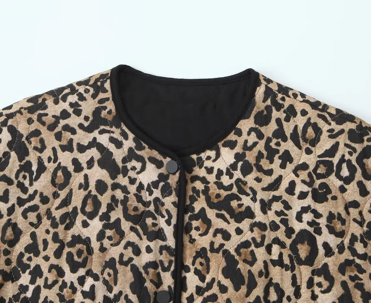 Commuter Style Cotton Jacket – Animal Print & Long Sleeve