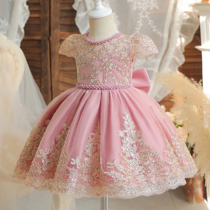 Kids’ Formal Embroidered Dress – Vintage Style Birthday
