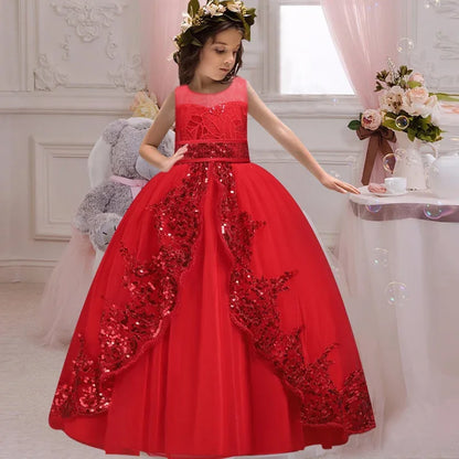Girls Elegant Lace Wedding & Party Princess Dress