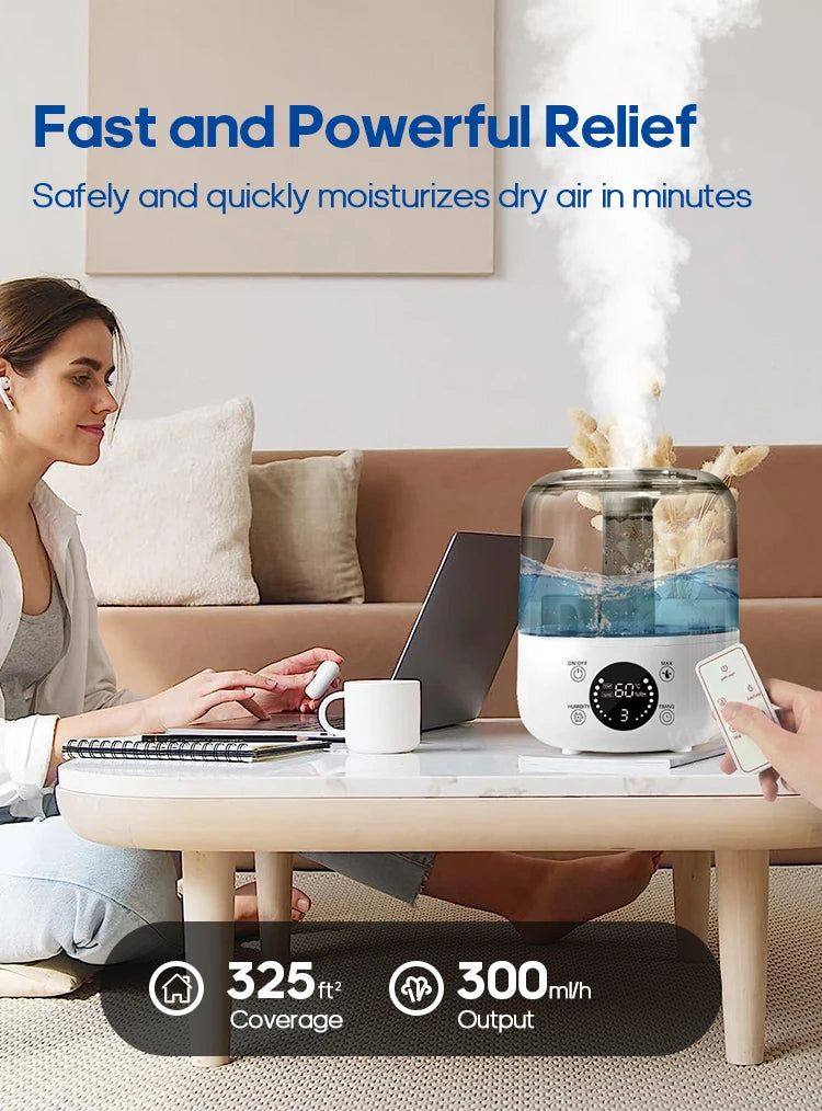 3L Air Humidifier & Aroma Diffuser – Large Capacity with Remote & Timer