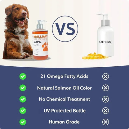 Brilliant 200ml Pure Salmon Oil for Dogs – Natural Omega 21 Fatty Acids, No Chemicals