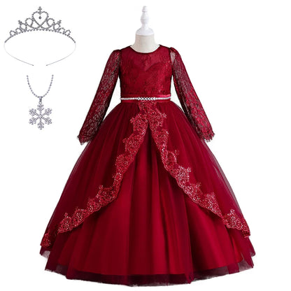 Girls Evening Dress – Lace Embroidered Party Gownn