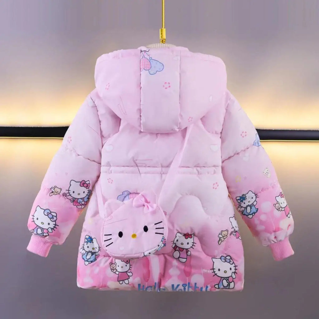 Baby Girl Coat – Plush Hooded Parka + Bag