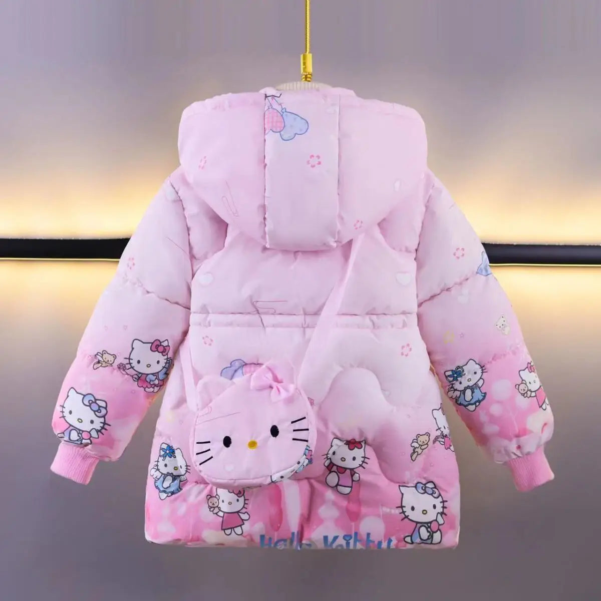 Baby Girl Coat – Plush Hooded Parka + Bag