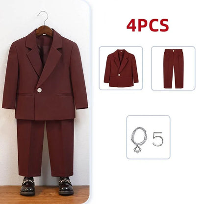 Classic Boys’ Suit – Wedding & Party Blazer Set for Kids 4–12Y