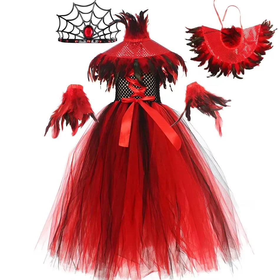 Halloween Gothic Mesh Dress – Kids Vampire Cosplay