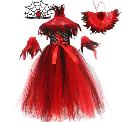 Halloween Gothic Mesh Dress – Kids Vampire Cosplay