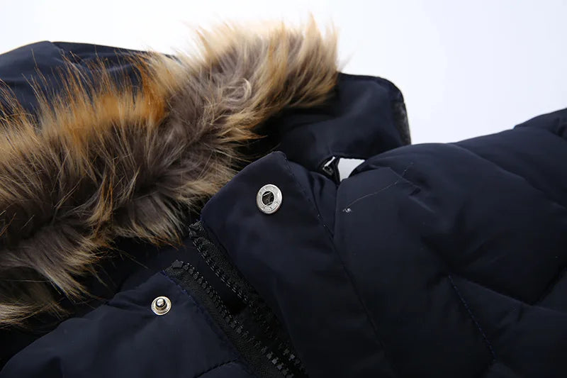 Boys' Winter Coat with Fur Hood – Warm, Plush-Lined Jacket (2–8 Years)