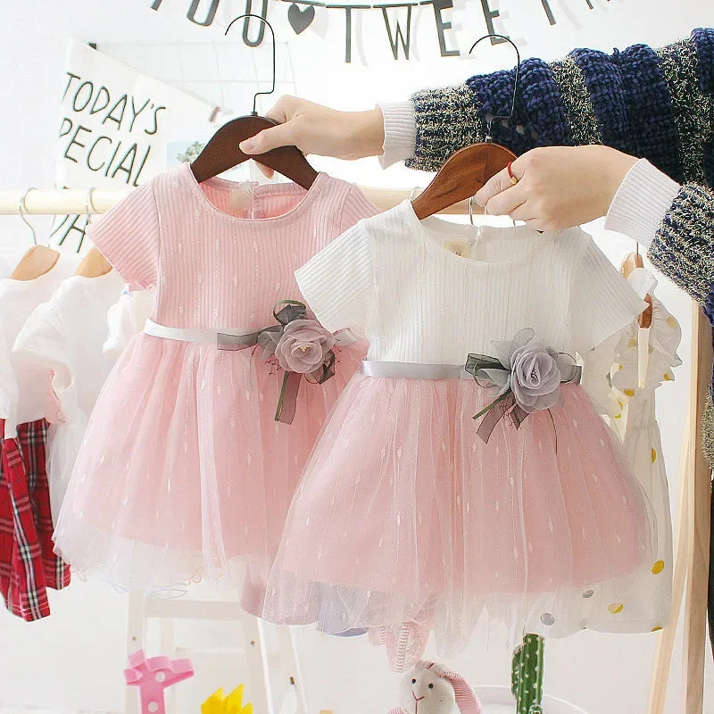 Baby Girl Birthday Party Flower Mesh Dress