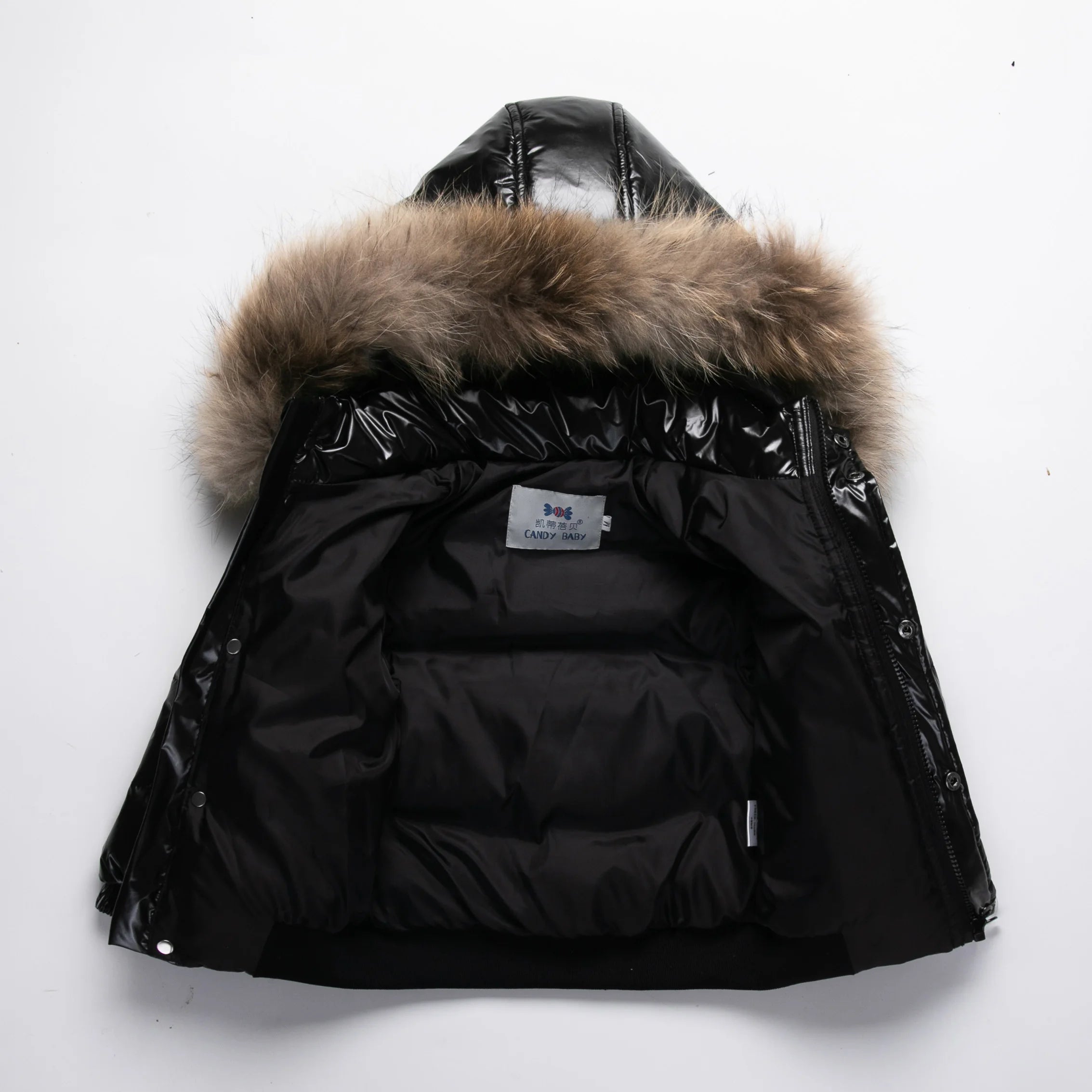 Shiny Waterproof Kids' Down Parka – Real Fur Hood