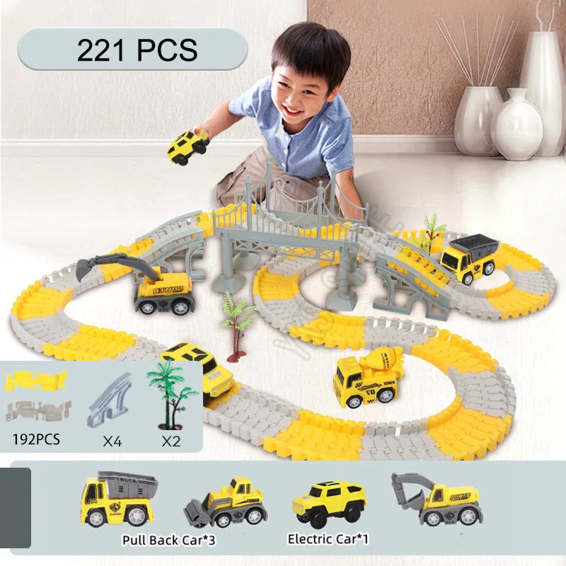 DIY Magic Race Track Set – Flexible Curved Railroad with Colorful Cars for Kids!