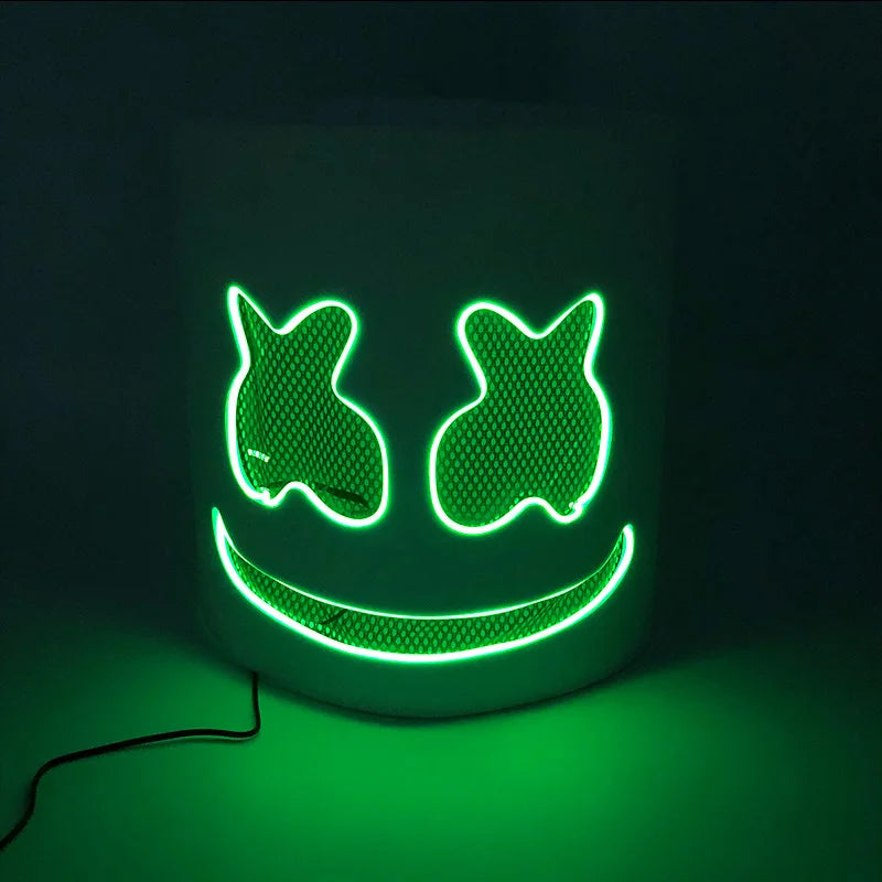 Halloween Light-Up Mask – Neon LED Marshmallow Headgear