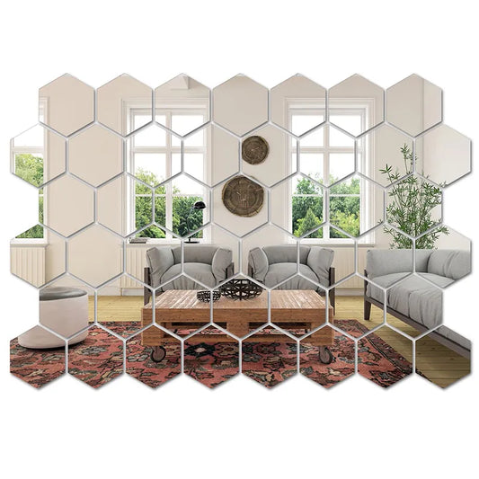 Stunning 45-Piece Hexagon Mirror Wall Sticker Set: DIY Decor Delight