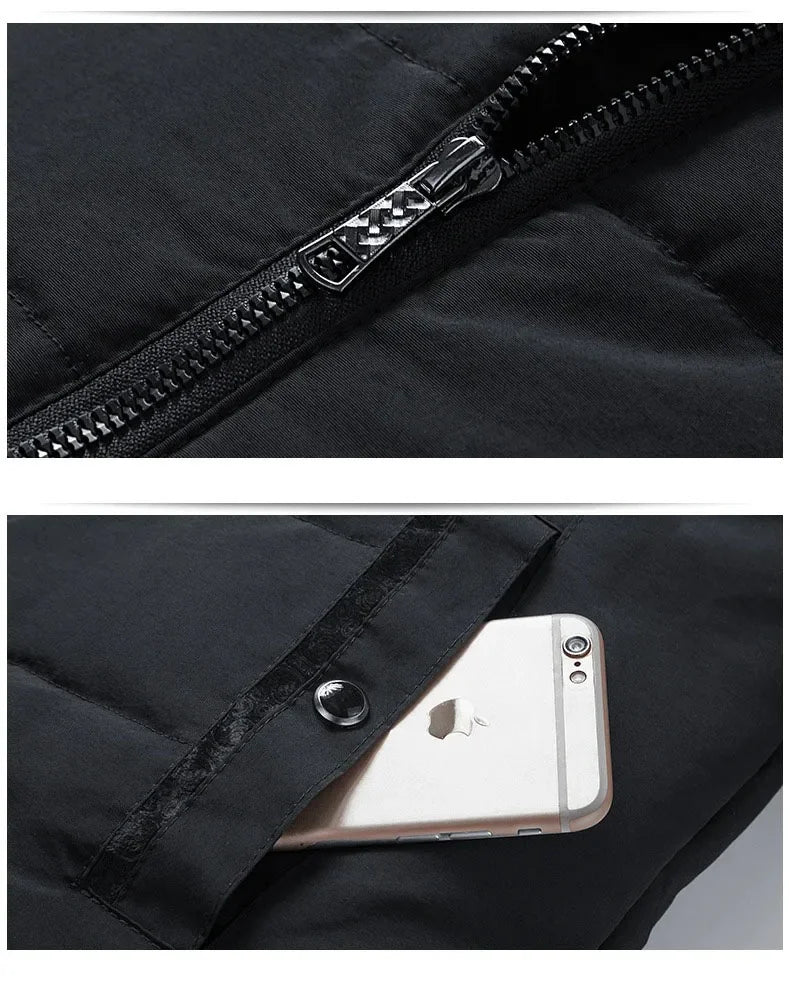 Stand Collar Puffer Jacket – Plush Thick Parka for Men