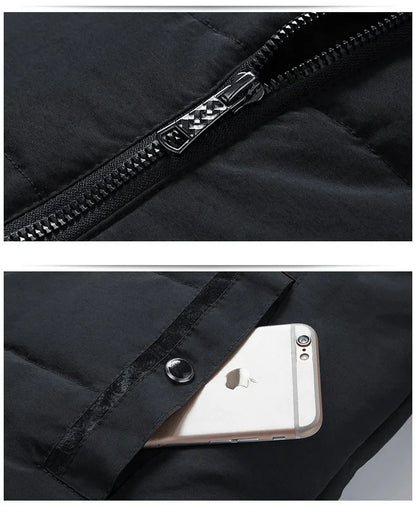 Stand Collar Puffer Jacket – Plush Thick Parka for Men