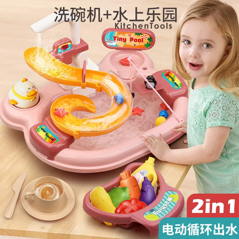 2-in-1 Dishwashing & Fishing Toy Set – Interactive Montessori Kitchen Play for Kids!