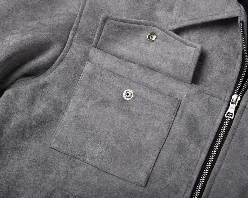 Casual Oversize Men's Jacket – Lapel Zipper Thick Coat