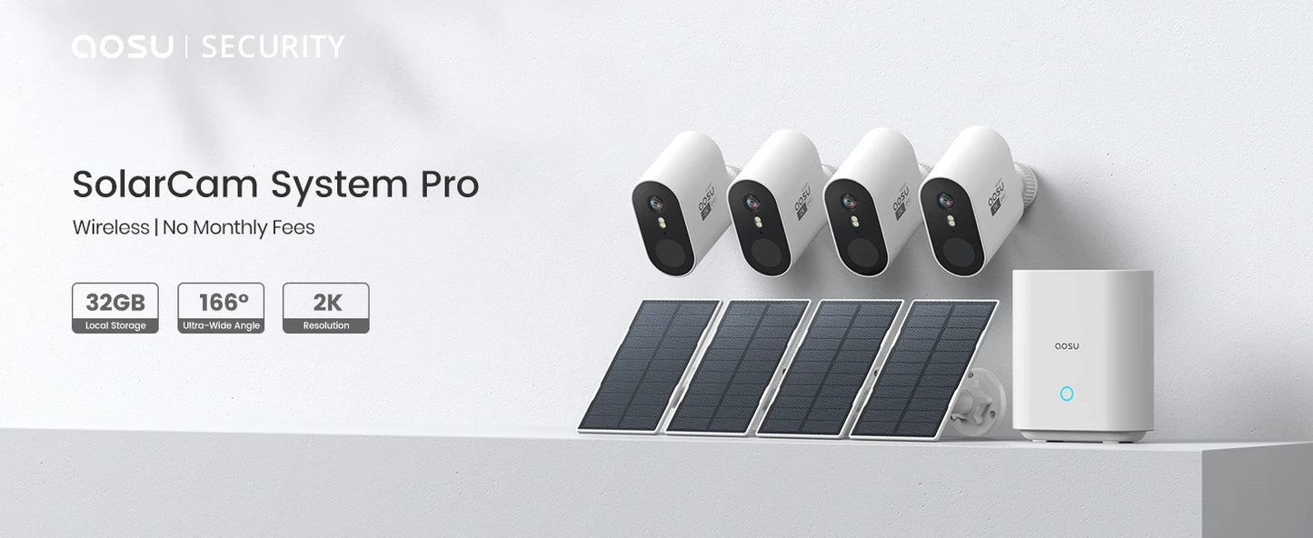 Solar 3MP 360° PTZ WiFi Camera Set | 4 Cams + Base | Smart Surveillance