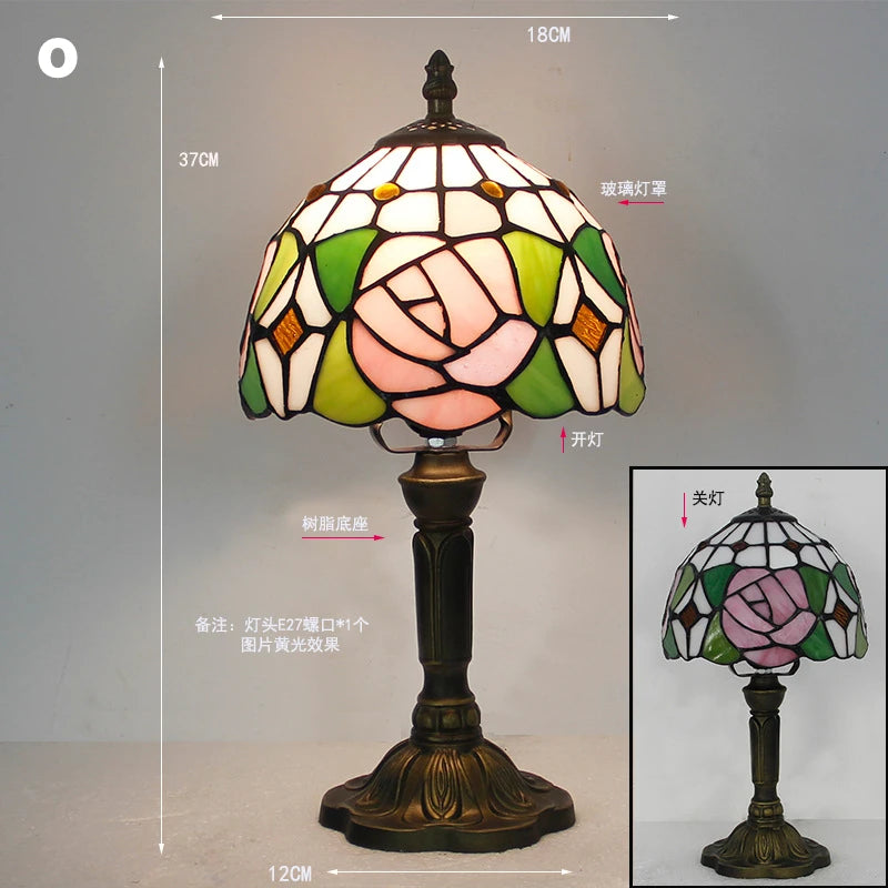 Table Lamp: E27 Stained Glass, Baroque Mediterranean Style for Bedroom & Nightstand