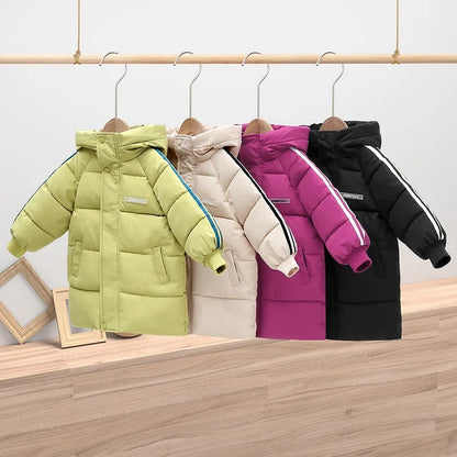 Kids' Long Cotton-Padded Jacket – Warm & Stylish