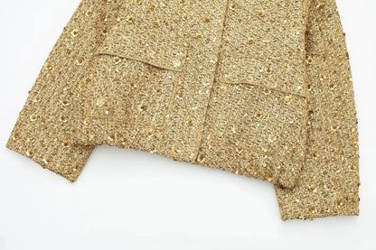 Golden Glam: Y2K Sequin Jacket for Autumn & Winter