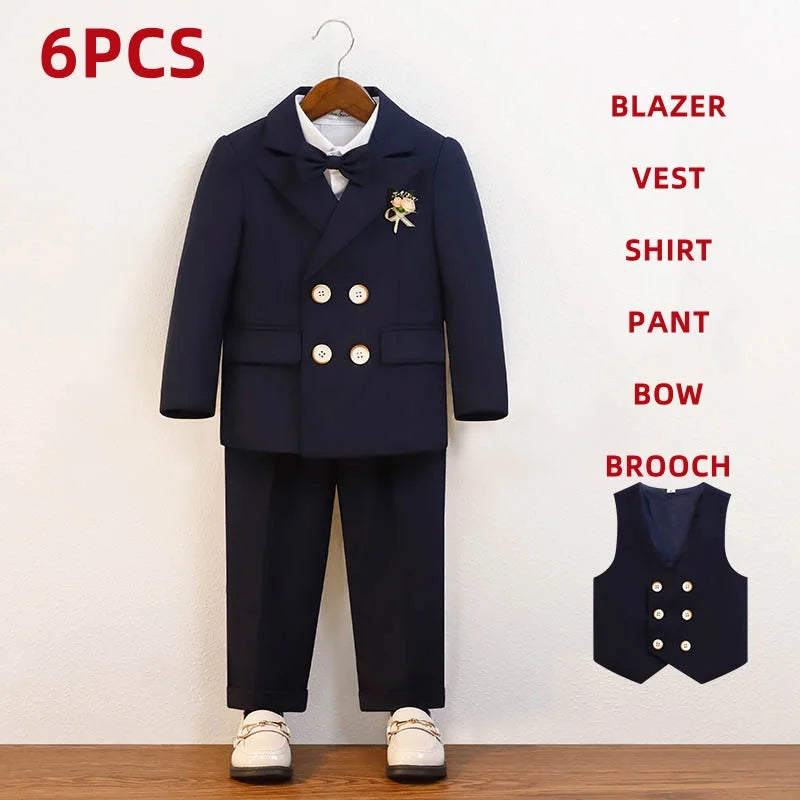 Elegant Boys’ Velvet Suit – British-Style Wedding & Party Outfit