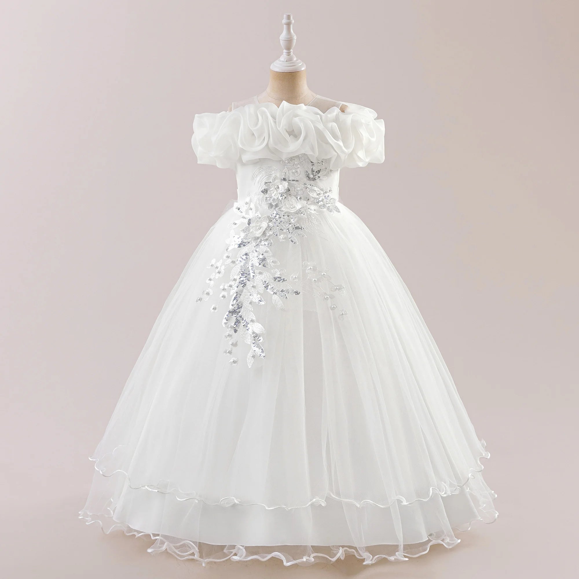 Prom & Party Dress – Girls Floral Mesh Gown