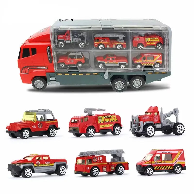 Big Trucks Mini Diecast Set – Carrier, Helicopter, Tank & More for Kids!