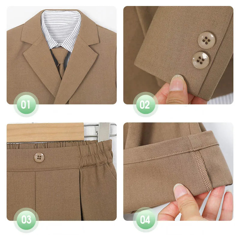 Baby Boys’ Classic Suit Set – 4/5Pcs Formal Outfit (1–10 Years)