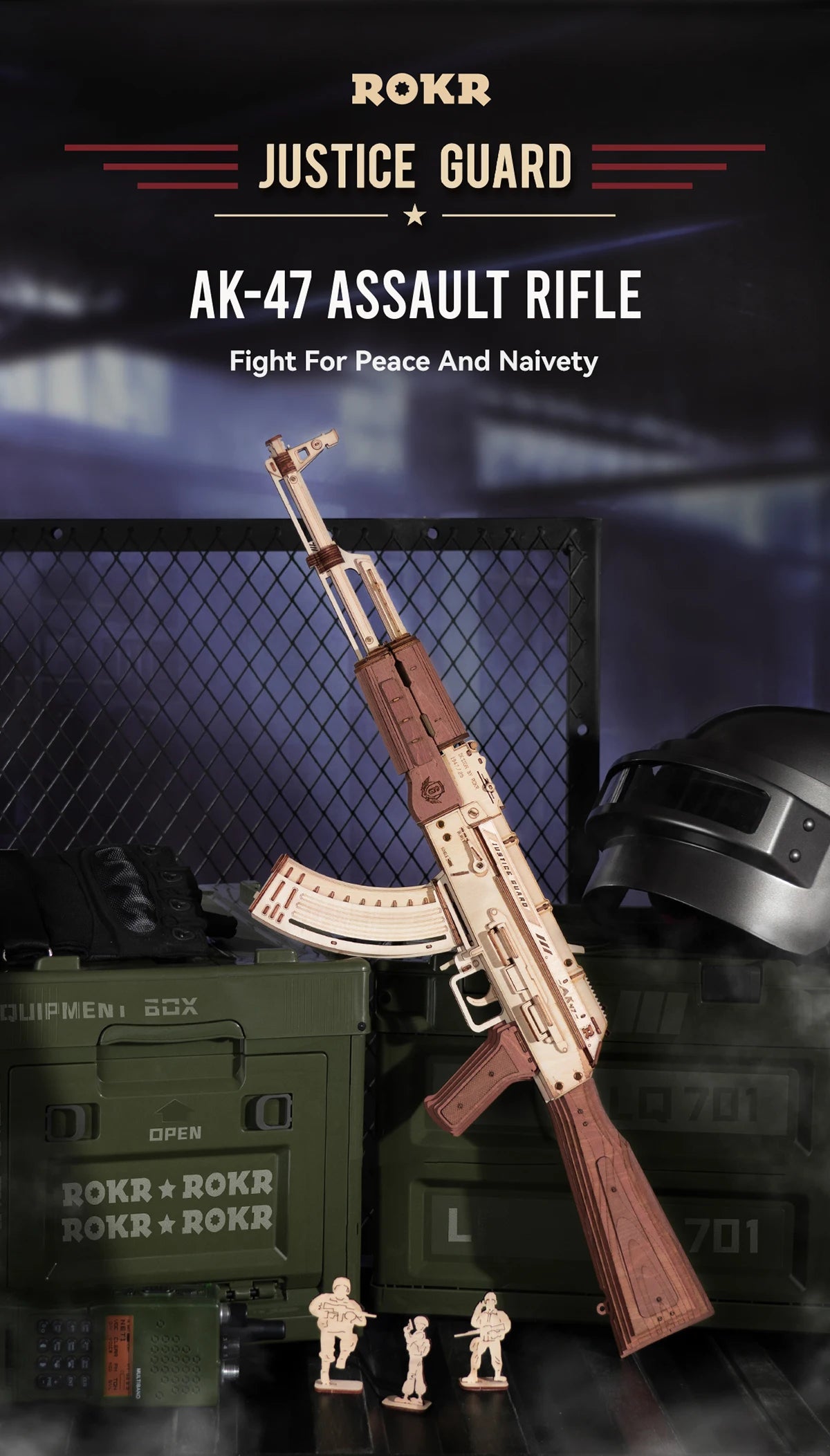 Ultras Shoppings Robotime Rokr AK47 3D wooden gun building block toy for kids and adults, detailed justice guard puzzle model.