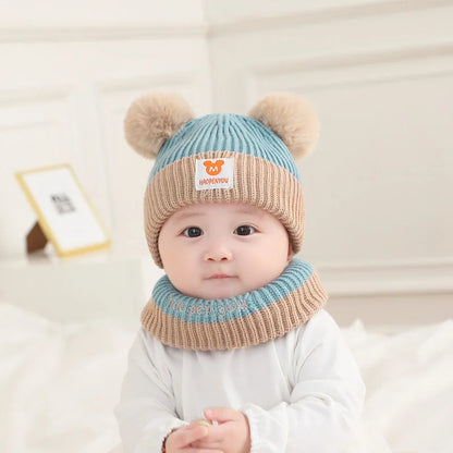 Cute Bear Knit Hat & Scarf Set for Kids