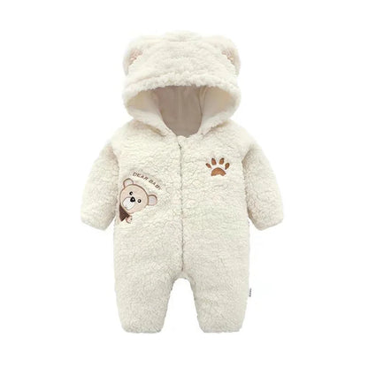 Winter Baby Romper – Embroidered Bear & Cozy Fleece