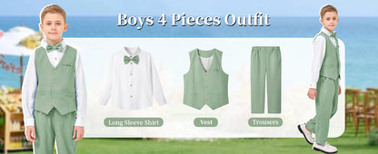 Children’s 4-Piece Linen Suit – Perfect for Weddings & Parties
