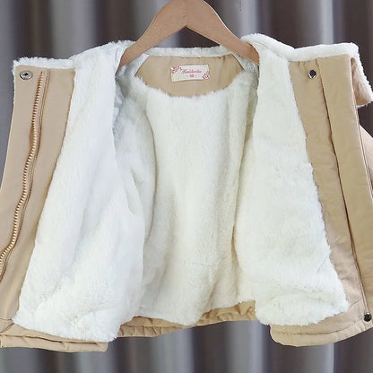 Warm Coat for Girls – Lapel Style with Waist