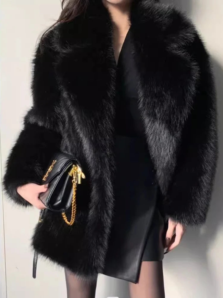 Luxury Fluffy Faux Fox Fur Jacket – Casual & Cozy